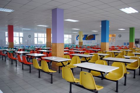 School+Cafeteria+Walls | Friendly Facelift Cafeteria Decorations, School Cafeteria Decorations, Canteen Design, Cafeteria Design, Hostels Design, School Building Design, College Architecture, School Cafeteria, Lunch Room