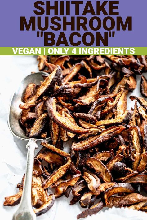 This Vegan Shiitake Bacon is the perfect savory salad topping! It is super flavorful and satisfying but 100% meatless so everyone can enjoy it. I love to add it to the top of a big salad or stir it into a side salad. Shiitake Bacon, Mushroom Bacon, Salad Topping, Savory Salads, Salad Toppings, Big Salad, Shiitake Mushroom, Weeknight Dinner Recipe, Favorite Comfort Food