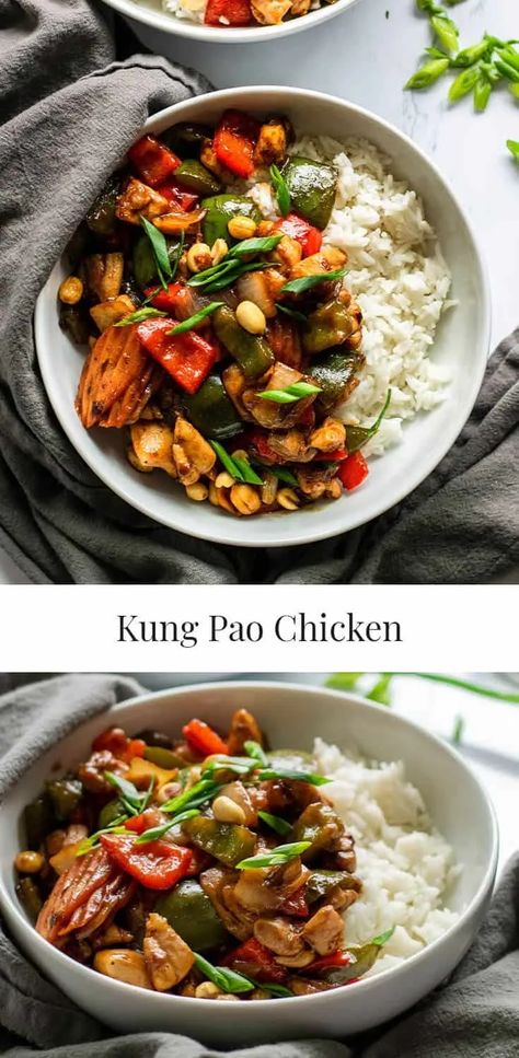 Kung Pao Chicken is an easy week night dinner. This recipe is a healthy dinner recipe that you can make in 30 minutes. #30minutemeal #KungPao #DinnerRecipe #EasyDinnerRecipe #HealthyDinnerRecipe Authentic Kung Pao Chicken Recipe, Kung Pao Chicken Recipe, Vegetarian Recipes Dinner Healthy, Healthy Dinner Recipe, Favorite Recipes Chicken, Easy Recipes For Beginners, Chinese Takeout, Easy Chicken Dinner Recipes, Easy Lunch Recipes