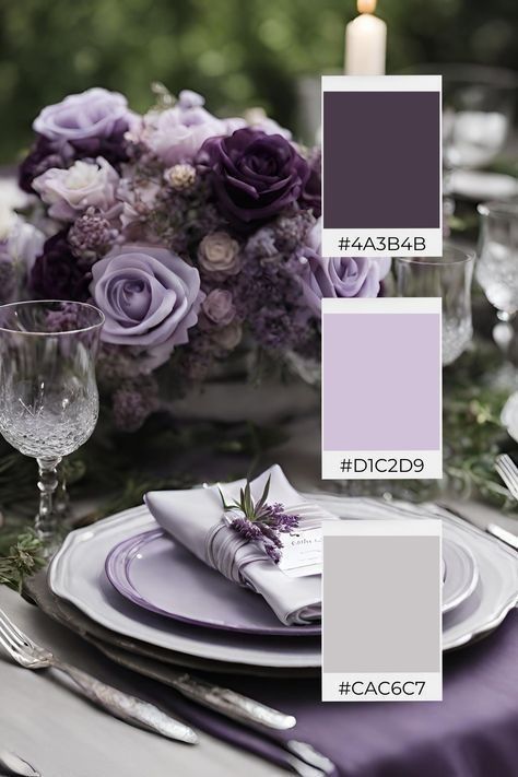 Wedding Mood Board Color Palettes, Purple Winter Wedding, Deep Purple Wedding, Wedding Color Palette Ideas, Purple Fall Wedding, Wedding Theme Color Schemes, Winter Wedding Color Palette, Spring Wedding Color Palette, Wedding Color Pallet