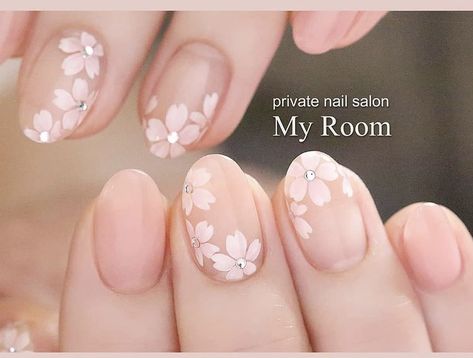 French Manicure Short Nails, Cherry Blossom Nails Art, Blossom Nails, Nails Nail Art Designs, Nails Birthday, Cherry Blossom Nails, Gel French Manicure, Nagellack Trends, Cute Nail Art Designs