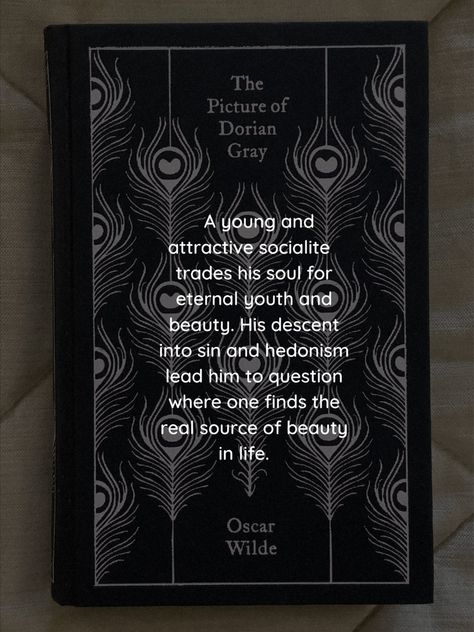 Combining elements of the Gothic horror novel and decadent French fiction, the book centers on a striking premise: As Dorian Gray sinks into a life of crime and gross sensuality, his body retains perfect youth and vigor while his recently painted portrait grows day by day into a hideous record of evil Gothic Book Recommendations, Gothic Horror Books, French Books To Read, Goth Books, Horror Books To Read, Horror Novels, Gothic Literature, The Picture Of Dorian Gray, Picture Of Dorian Gray