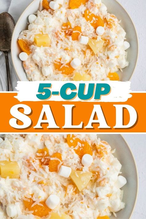 5 Cup Salad Recipe, Five Cup Salad Recipe, 5 Cup Salad, Congealed Salads, Salad Easy Recipe, Dessert Salad Recipes, Recipes With Cool Whip, Cuban Party, Ambrosia Fruit Salad