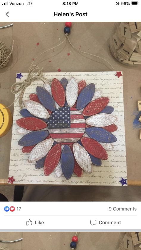 DIY 4th of July Crafts for Adults: Easy Decoration Projects to Try Patriotic Favors, July Crafts For Adults, Crafts For Adults Easy, Diy 4th Of July Crafts, Forth Of July Crafts, Diy Patriotic Decor, Fouth Of July Crafts, Wood Biscuits, Patriotic Crafts Diy