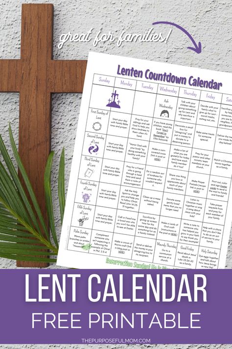 Kids Lent Calendar, Printable Lent Calendar, Ideas For Lent Catholic, Lenten Activities For Adults, Family Lent Activities, Lent Reading Plan For Kids, Ideas For Lent For Adults, Lent Ideas For Families, Lent For Teenagers