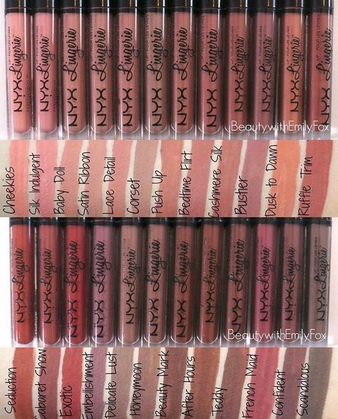 Nyx Lip Lingerie Swatches, Nyx Lip Cream, Makeup Lips Matte, Mua Kit, Peachy Lip, Nyx Lip Lingerie, Diy Lip Scrub, Nyx Butter, Nyx Butter Gloss