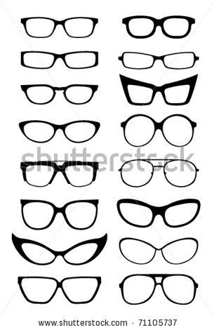 Glasses and Sunglasses silhouettes - stock vector Librarian Glasses, Royal Icing Transfers, Barbie Dolls Diy, 3d Pen, Silhouette Portrait, Barbie Accessories, Digital Stamps, Drawing Tips, Diy Doll