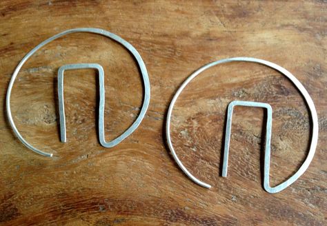 Geometric Silver Hoops. $30.00, via Etsy. Resin Jewelry Diy, Hammered Sterling Silver, Sterling Silver Hoops, Silver Hoops, Earring Backs, Jewelry Earrings Hoops, Resin Jewelry, Geometric Design, Hoop Earrings