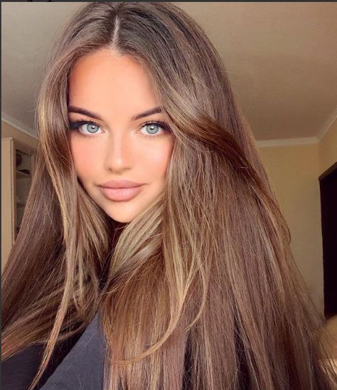 Advanced Hairstyles, Brown Hair Blue Eyes Girl, Aesthetic Hairstyle Ideas, Light Golden Brown Hair, Aesthetic Hairstyle, Golden Brown Hair, Brown Hair Blue Eyes, Retro Nails, Long Brunette