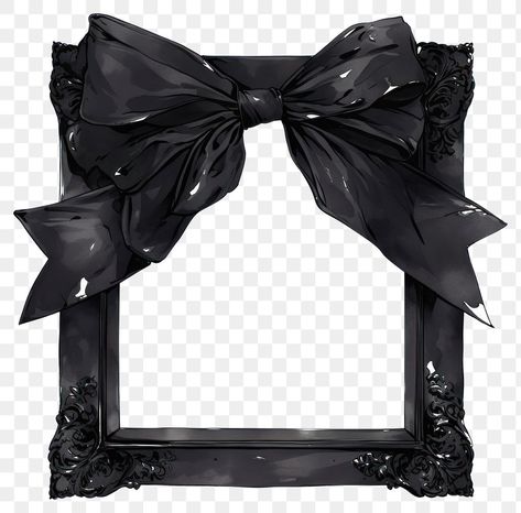 Black Frame Png, Rentry Mask, Black Coquette, Kawaii Icons, Rentry Inspo, Bow Wallpaper, Cute Frames, Black Bow Tie, Frame Png