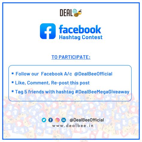 💡 DealBee's Hashtag Contest Week is live from now till 28th Jan '21 Enter and win Amazon vouchers worth Rs. 2500 (250 X 10). . 2 Winners will be announced every next day of the contest . So tag your friends, & participate now! 🥳 . 👉 https://linktr.ee/dealbee So tag your friends, & participate now! 🥳 . #DealBeeMegaGiveaway #ContestAlert #Giveaway #HashtagContest #Offers #Discounts #Sale #AmazonVoucher Tag Your Friends, Giveaway Contest, Tags