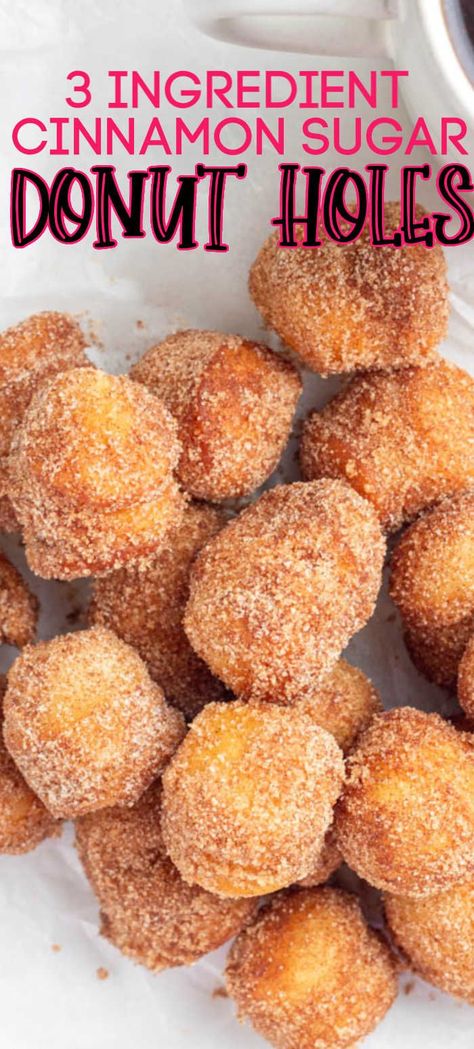 Discover how to make delicious Cinnamon Sugar Donut Holes with just 3 simple ingredients: refrigerated biscuits, cinnamon, and sugar. Perfect for breakfast or a snack! Easy Donut Holes, Sugar Donuts Recipe, Cinnamon Sugar Donut Holes, Donut Hole Recipe, Biscuit Donuts, Doughnut Recipe Easy, Easy Donut Recipe, Homemade Donuts Recipe, Easy Donuts