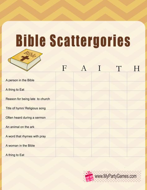 Bible Scattergories List, Bible Games For Adults, Bible Emoji, Bible Games For Youth, Christmas Bible Trivia, Scattergories Lists, Movie Trivia Quiz, Free Christian Printables, Youth Group Lessons