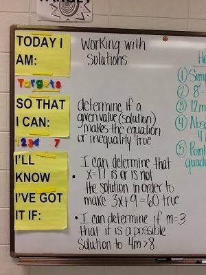 Awesome idea! Different way of saying "essential question and objectives" What To Do When Done With Classwork, Success Criteria Display Bulletin Boards, Visible Learning, 6th Grade Math, Learning Targets, Side Board, Learning Goals, Success Criteria, Daily Goals