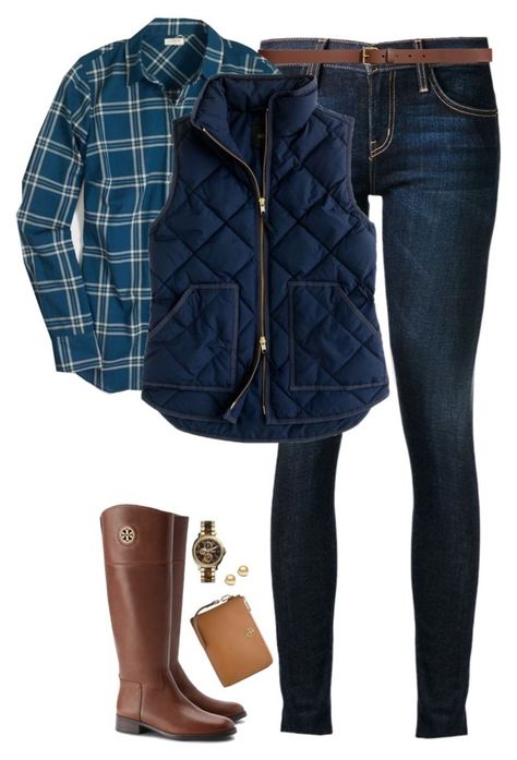 "Plaid button down, vest & riding boots" by steffiestaffie ❤ liked on Polyvore featuring Current/Elliott, H&M, J.Crew, Tory Burch and FOSSIL Riding Boots 2022, Blue Plaid Shirt Outfit Women, Navy Vest Outfits For Women, Light Blue Vest Outfit, Riding Boots Outfit 2022, Blue Vest Outfits For Women, Blue Casual Outfit, Mode Style Anglais, Wander Outfit