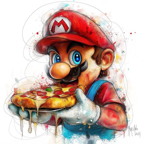 🍕🎨 Experience a slice of art with Mario Pizza by Patrice Murciano! 🌟 This original painting captures the essence of everyone's favorite Italian plumber in a deliciously creative way. 🎨🍕 Don't miss out on this masterpiece! 🤩 #MarioPizza #PatriceMurciano #PizzaArt #FoodArt #ItalianFood #MarioBros #PizzaLover #Foodie #FoodPorn #ArtInspiration #art #artcollector #artwork #artgallery #inspo Mario Pizza, Mario Acrylic Painting, Pizza Painting Acrylic, Pizza Watercolor Painting, Pizza Graffiti Street Art, Pizza Watercolor Illustration, Cheesy Pizza, Handmade Paintings, Pizza Art