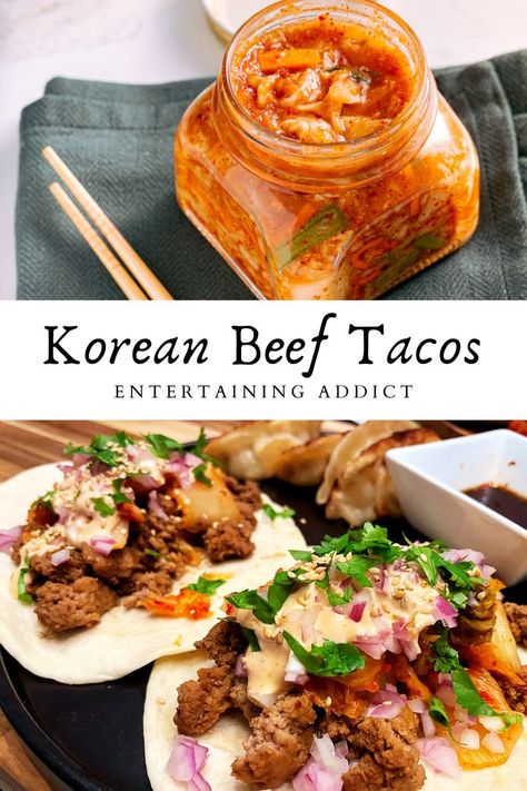 Korean Beef Tacos, Quick Kimchi, Fermented Kimchi, Meal Planning Menus, Sriracha Mayo, Beef Tacos, Kimchi Recipe, Korean Beef, Paleo Beef