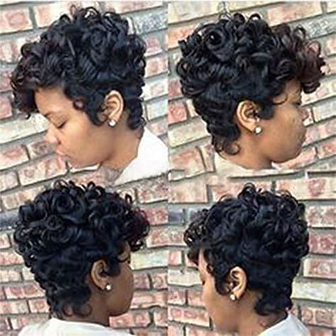 27 Piece Hairstyles, Black Haircut Styles, Blond Hairstyles, Short Haircut Styles, Wavy Wigs, Curly Pixie, Curly Hair Wig, Sassy Hair, Black Curly Hair