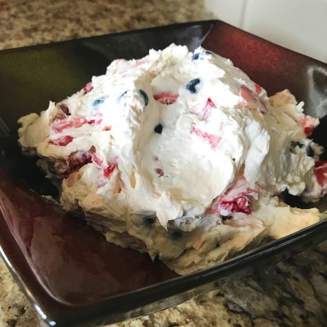 Keto Red White and Blue Cheesecake Fruit Salad — Simple.  Fun.  Keto! Red White And Blue Cheesecake, Blue Cheesecake, Cheesecake Fruit, Cheesecake Fruit Salad, Blue Salad, Free Keto Meal Plan, Low Carb Cheesecake, Low Carb Dessert, Keto Cheesecake