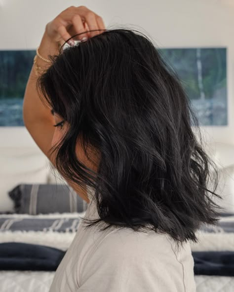 Aesthetic Short Black Hair, Shorter Black Hair, Short Dark Brown Hair Layers, Black Brown Hair Short, Short Black Hair Inspiration, Black Lob Haircut, Short Brown Black Hair, Short Black Hair Shoulder Length Layered Hairstyles, Dark Black Short Hair