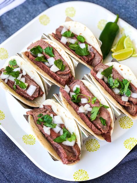 The Best Steak Tacos - Charlotte Shares Round Steak Tacos, Steak Tacos Recipes, Steak Taco Recipe, Steak Taco, Top Round Steak, The Best Steak, How To Make Taco, Gluten Free Chili, Steak Tacos