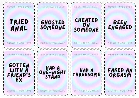 Homemade Drinking Games Cards, Never Have I Ever Drinking Game, Drunk Questions To Ask, 2 Person Drinking Game, Drunk Card Games, Drinking Games Cards, Divorce Party Games, Tipsy Land, Silly Saturday