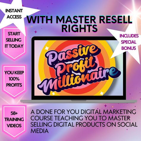 Passive Profit Millionaire course with Master Resell Rights, done for you Digital Marketing course, Digital Marketing, Passive income State Of Tennessee, Money Strategy, Digital Marketing Course, Digital Marketing Business, Creating Content, Marketing Course, Millionaire Mindset, Marketing Business, 5 Months