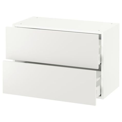 SEKTION Wall cabinet with 2 drawers - white Maximera, Häggeby white - IKEA Ikea Eket, Sektion Kitchen, Drawer Rails, Kitchen System, Plastic Foil, Painted Drawers, Plastic Edging, Ikea Home, Home Planner