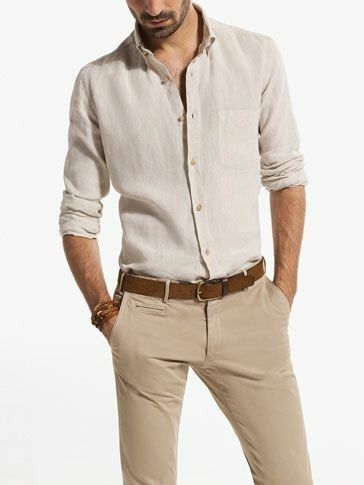 Linen Shirt Outfit, Beach Formal, Beige Shirt, Formal Mens Fashion, Linen Shirt Men, Mens Fashion Classy, Mens Fashion Casual Outfits, Business Casual Men, Men Shirt Style