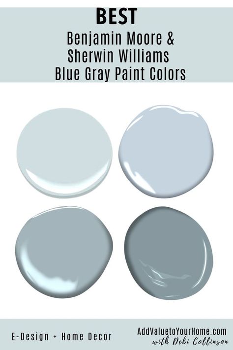 Try one of these most popular blue-grays paint color by Sherwin Williams & Benjamin Moore. Benjamin Moore Light Blue Gray, Benjamin Moore Light Blue Gray Paint Colors, Blue Grey Paint Color Sherwin Williams Bathroom, Bedroom Blue Gray Walls, Most Popular Blue Gray Paint Colors, Blue Gray White Color Scheme, Blue Grey Benjamin Moore Paint Colors, Best Blue Gray Paint Color For Bedroom, Sherwin Williams Blue Bathroom Paint