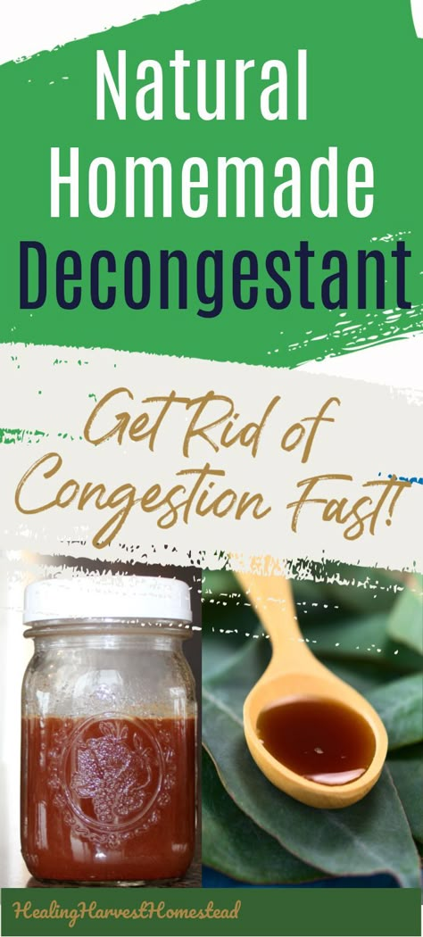 Homemade Decongestant, Congestion Remedies, Natural Decongestant, Herbal Remedies Recipes, Cold And Cough Remedies, Sick Remedies, Cold Sores Remedies, Natural Healing Remedies, Home Health Remedies