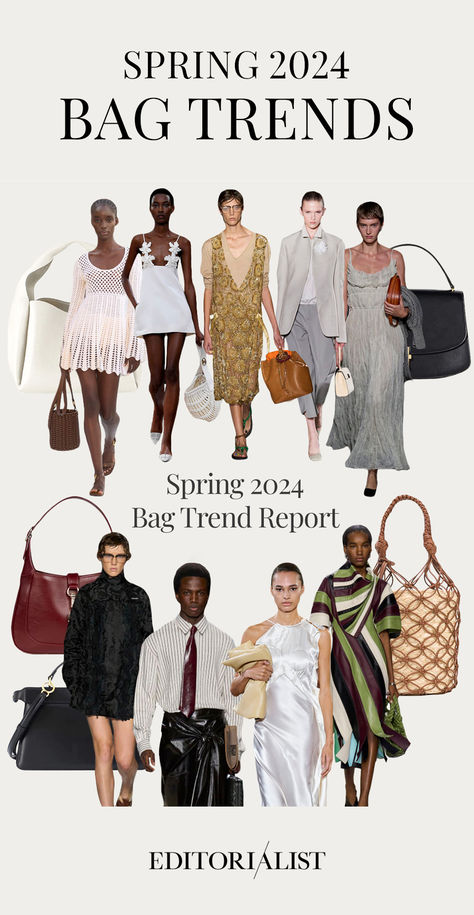 From Bottega Veneta to Victoria Beckham, Spring 2024's bag trends are both familiar and fresh. Read the ones we’re charting. Bags For Summer 2024, Handbag 2024 Trend, Luxury Bags 2024, Spring 2024 Handbag Trends, Trendy Bags 2024 Summer, Designer Bags 2024 Trends, Spring Handbags 2024, Summer Bags 2024 Trends, Spring Bags 2024