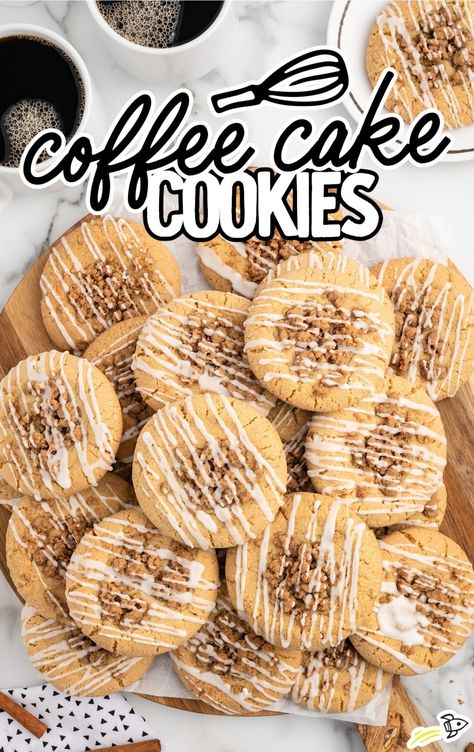 Coffee Cake Cookies - Spaceships and Laser Beams Cinnamon Coffee Cake Cookies, Coffee Cake Cookies, Crisp Cookies, Classic Coffee Cake, Coffee Crisp, Cinnamon Coffee Cake, Holiday Desserts Table, Spaceships And Laser Beams, Cinnamon Coffee