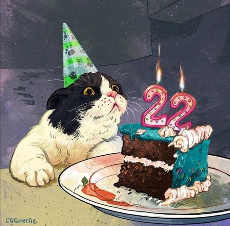 Birthday Illustration, Arte Inspo, Cat Birthday, Cat Drawing, الرسومات اللطيفة, 귀여운 동물, Mosaic Crafts, Painting Kits, Cartoon Wallpaper