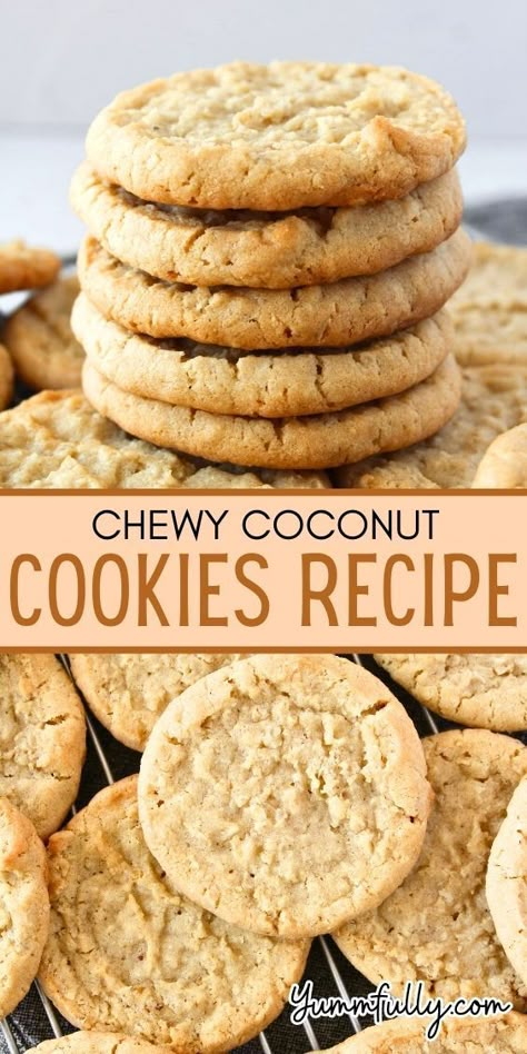 Satisfy your sweet cravings by trying Coconut Cookies Recipe, a delightful treat that boasts a perfect balance of coconut flavor and chewy goodness in every bite. If you’re a fan of cookies or love to explore a variety of other mouthwatering recipes, click here to embark on a culinary journey that will elevate your baking game and sweeten your day. Coconut Flakes Recipe, Chewy Coconut Cookies, Soft Ginger Cookies, Coconut Cookies Recipes, Cookie Recipes Chewy, Cinnamon Roll Cookies, Crispy Cookies, Recipes Christmas, Buttery Cookies