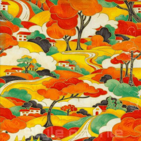 Art Deco Clarice Cliff Orange Tree Farm Cottage 6”/15cm ceramic wall tile trivet | eBay Art Deco Fabric, Art Deco Print, Ceramic Tile Coaster, Clarice Cliff, 1920s Art, Orange Tree, Art And Illustration, 2d Art, Green Design