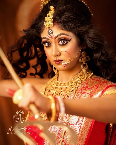 Sayak Chakraborty on Instagram: “Face @susmitadey.sr Mua @arpitas_bridal_makeup Photographer @sayak_chuckervertii…” Mother Durga, Portrait Poster, Durga Maa, Traditional Indian, Makeup, On Instagram, Instagram, Make Up