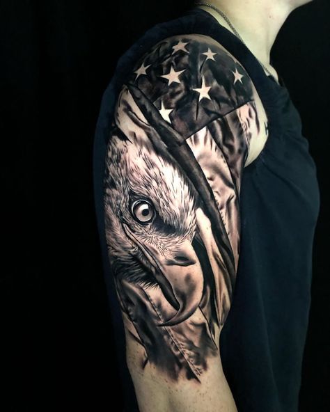 Alec Turner on Instagram: “WIP First pass on my boy @derekakey the founding member of the Screamin Eaglez. Thanks for coming by my dude see you again soon” Eagle Arm Tattoo, Military Sleeve Tattoo, American Flag Sleeve Tattoo, Bald Eagle Tattoos, Patriotic Tattoos, Usa Tattoo, Army Tattoos, Blackwork Tattoos, Men Tattoos Arm Sleeve