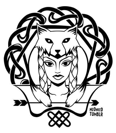 Skadi tattoo commission, with a nouveau twist on the norse knot to keep it feminine - absolute fun to do :) Skadi Tattoo, Christmas Tattoo, Goddess Tattoo, Norse Goddess, Norse Pagan, Norse Tattoo, Pagan Art, Norse Vikings, Viking Tattoos