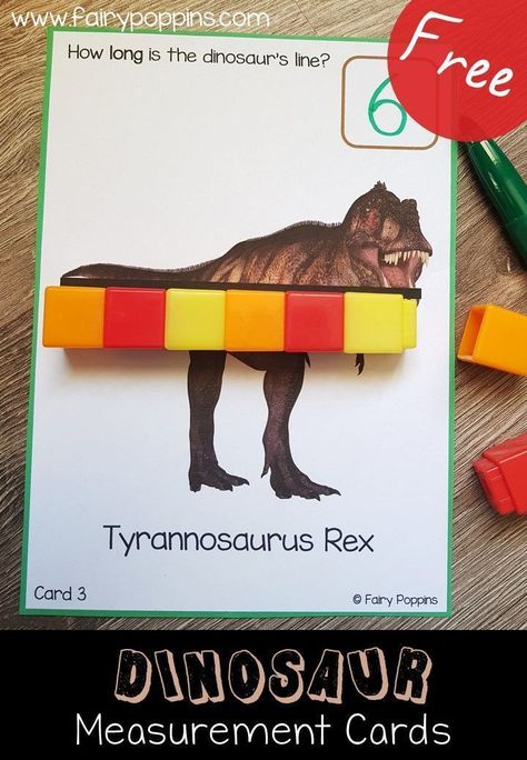 These free dinosaur measurement activities are great for kids in preschool up to first grade. They focus on using non-standard measurement units such as cubes. #dinosaurtheme #measurementactivities #preschoolmath #kindergartenmath #firstgrademath #nonstandardmeasurent Measuring With Cubes, How Do Dinosaurs Count To Ten Activities, Dinosaurs Crafts Preschool, Measuring Height Activities, Dinosaur Writing Activities, Fairy Poppins, Dinosaur Science, Dinosaurs Kindergarten, Dinosaur Theme Preschool