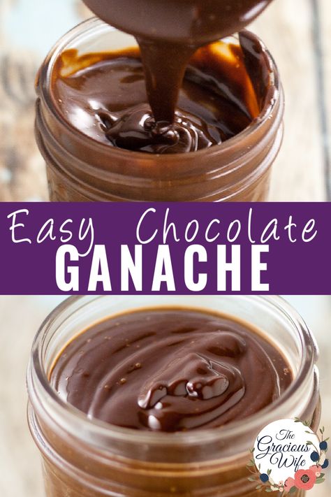 Make this rich and decadent easy Chocolate Ganache with just 2 simple ingredients in 15 minutes. It's versatile with a perfectly smooth, creamy texture. A must-make for all chocolate lovers and bakers! Easy Ganache Recipe Without Heavy Cream, Easy Chocolate Filling For Cake, Easy Ganache Recipe, Easy Chocolate Ganache Recipe, Ganache Recipe Easy, Cookie Cake Icing, Homemade Ganache, Chocolate Filling For Cake, Easy Chocolate Ganache