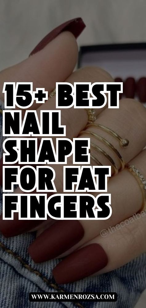 15+ best nail shapes for fat fingers that suit every personality and occasion. Perfect for showcasing winter nails, these nail shapes not only enhance your hands but also allow you to express your unique style with every manicure Flat Almond Nails, Nails With Different Shapes, Fat Finger Nail Shape, Short Nails On Wide Nail Beds, Nails For Big Fingers, Best Nails For Chubby Hands, Nails For Big Hands, Wide Nail Bed Shape Acrylic, Nails For Thick Fingers