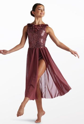 Boat Neck Midi Dress Lyrical Costume | Weissman® Contemporary Dance Outfits, Student Costume, Boat Neck Midi Dress, Weissman Dance Costumes, Pretty Dance Costumes, Dance Costumes Dresses, Dance Picture Poses, Contemporary Dance Costumes, Lyrical Costumes