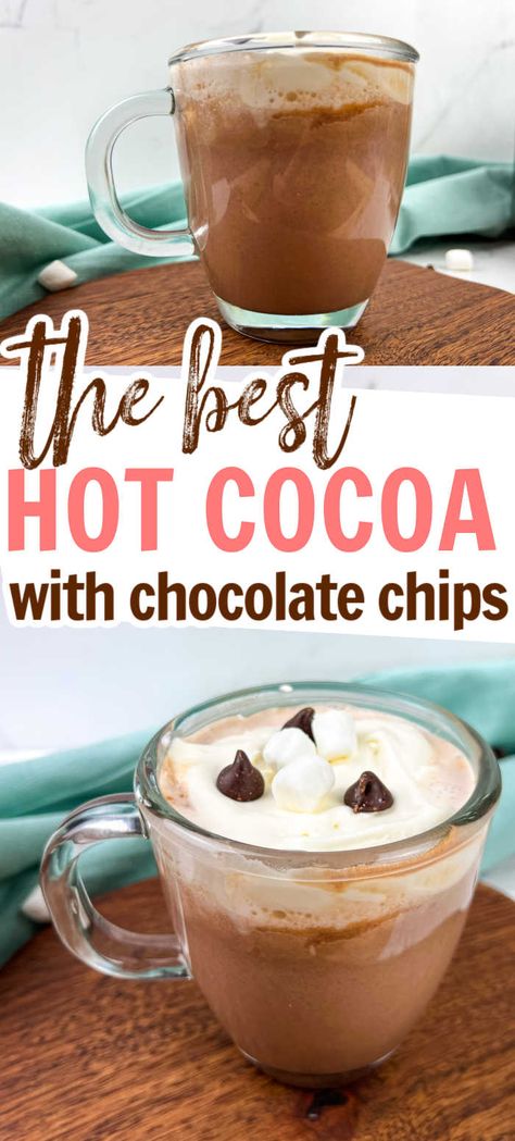 hot chocolate made with chocolate chips Hot Cocoa Recipe Stovetop, Hot Chocolate With Chocolate Chips, Stovetop Hot Chocolate, Stovetop Hot Chocolate Recipe, Milk Frother Recipes, Chocolate Chips Recipe, Dinners Ideas, Milk Chocolate Recipes, Classic Hot Chocolate