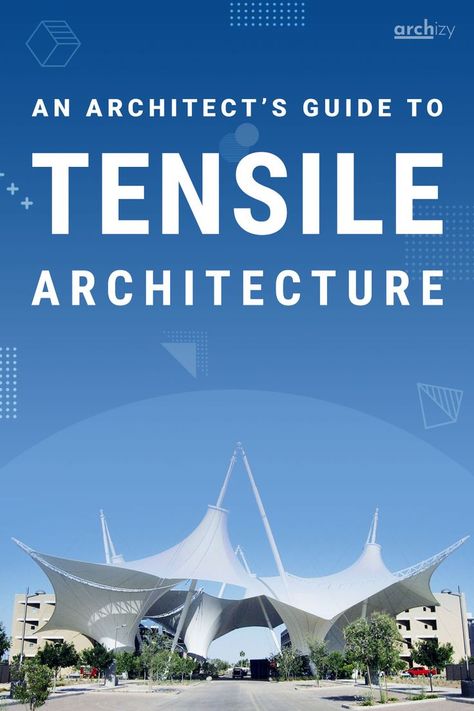 Tensile architecture is a structural system that primarily uses the principles of tension and compression to provide structural stability. The term is interchangeable with tensile fabric architecture and tension structures. Tension stretches or pulls building materials. Tension Structure Architecture, Tensile Structure Architecture, Tensile Architecture, Structural System, Fabric Architecture, Square Building, Pool Terrace, Tensile Structures, Architecture Design Drawing