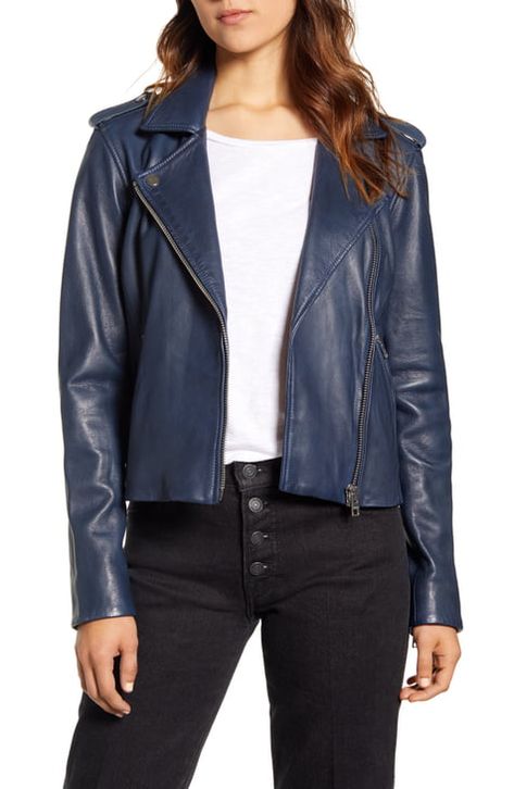 Navy Leather Jacket Outfit, Blue Leather Jacket Outfit, Elegant Closet, Navy Leather Jacket, Blanknyc Suede Moto Jacket, Moto Leather Jacket, Leather Jacket Outfit, Celebrities Leather Jacket, Jacket Outfit Women