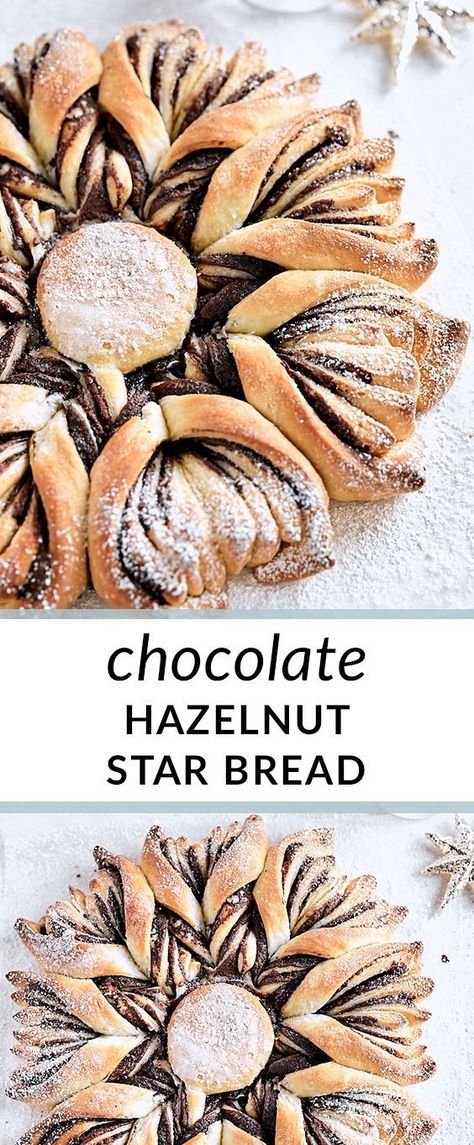 Chocolate Hazelnut Star Bread | star bread | star bread recipe Nutella Star Bread, Sweet Yeast Dough, Yeast Dough Recipe, Festive Bread, Nutella Bread, Star Bread, Best Chocolate Desserts, Yeast Dough, Holiday Bread