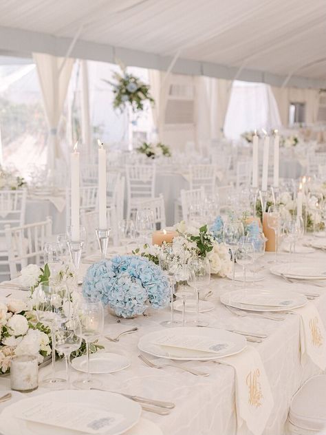 Hydrangea Simple Centerpiece, Wedding Hydrangeas, White Hydrangea Wedding, French Blue Wedding, Blue Hydrangea Wedding, Smith Wedding, Hydrangea Wedding, Light Blue Wedding, Blue Hydrangeas