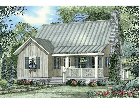 Rustic House Plans | Bevo Mill Rustic Cottage Home Plan 055D-0430 | House Plans and More Southern Style House Plans, Southern House Plan, Vacation Cottage, Cottage Style House Plans, Guest Houses, Farmhouse Style House Plans, Craftsman Style House Plans, Cottage Plan, Farmhouse House