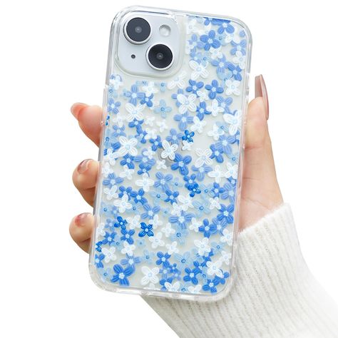 PRICES MAY VARY. 【Compatible Models】This fashion clear blue flowers pattern case is compatible with iPhone 13/ iPhone 14 (6.1" Inch). not compatible with other iPhone case, please check your iPhone model carefully before place order. 【Stylish Design】This aesthetic iPhone 13/ iPhone 14 girly case features a unique flowers pattern design, adding a touch of elegance and sophistication to your phone., This stylish case is more than just a phone accessory; it's a conversation starter that will get yo Iphone 13 Accessories, Iphone 15 Cute Cases, Phone Cases For Iphone 13 Mini, Cute Iphone 11 Cases, Phone Case For Blue Phone, Iphone 13 Phone Cases, Phone Cases Iphone 13, Cute Blue Phone Cases, Cute Phone Cases Aesthetic